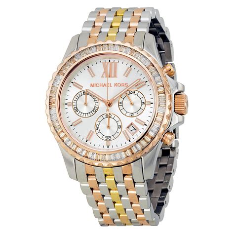 michael kors 3 tone watch|michael kors everest chronograph.